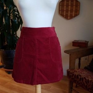 H&M Dark Red Courdaroy Mini Skirt